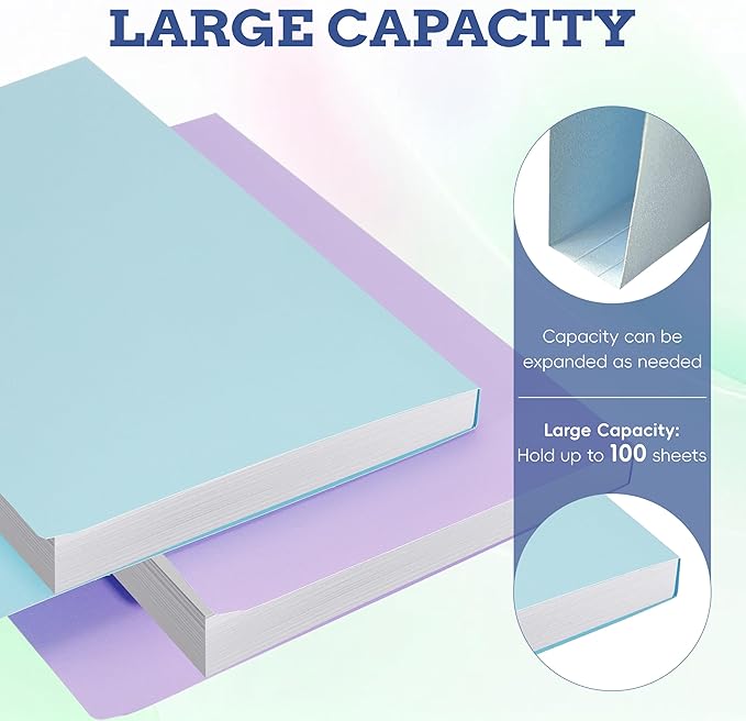100 Packs File Folders Letter Size, 8.5 x 11 Colored File Folders 1/3 Cut Tab for Easy Labeling, for Home, Office, School Filing