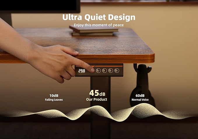 YDN Standing Desk, Electric Adjustable Height Stand up Desk, 48x24 Inches Sit Stand Home Office Desk with Splice Board, Rustic Brown Top