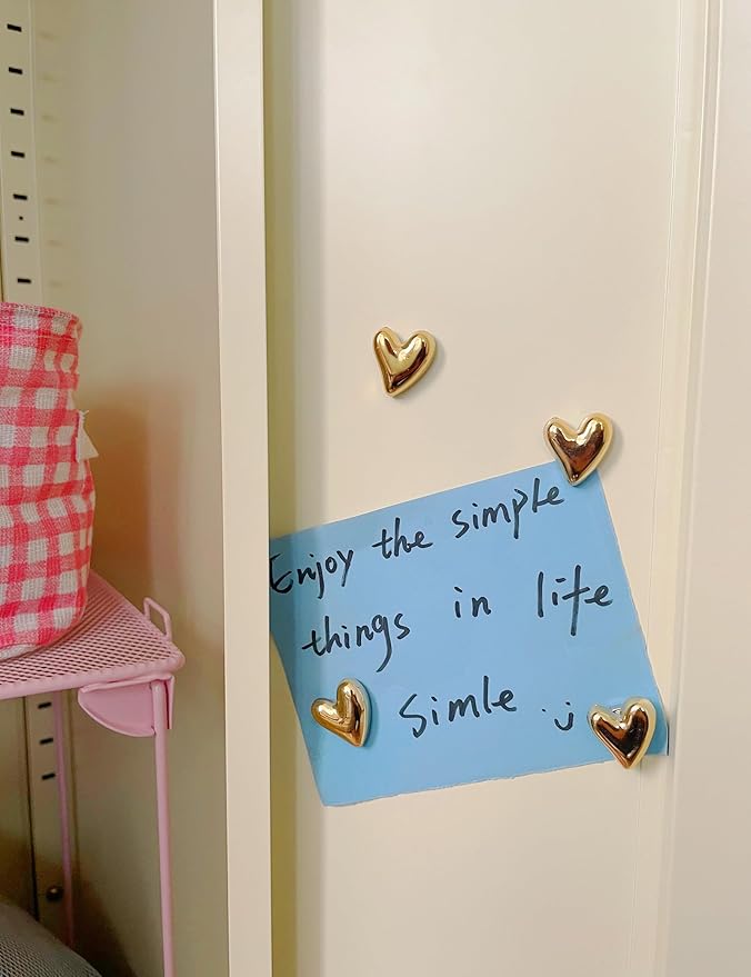 Magnetic Locker Mirror 4"x6" with Heart Magnets,Small Real Glass Frameless Magnetic Backing for School Locker, Bow Design, Makeup Mirror for Girls, Bathroom, Refrigerator, Office Cabinet, Home