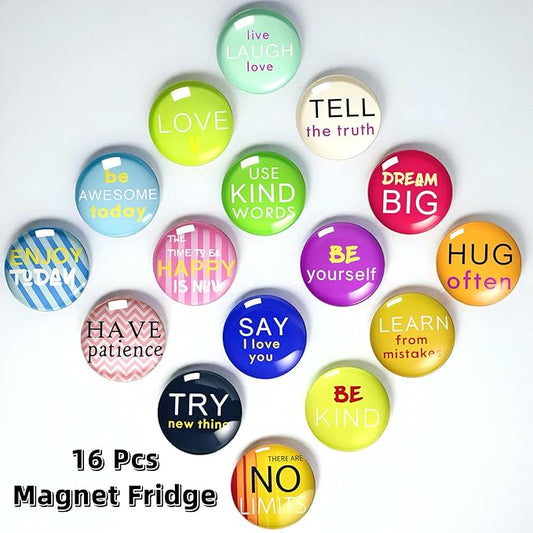 Cute Fridge Magnets, Round Crystal Glass Refrigerator Magnetic for Kitchen & Office Whiteboard Locker Accessories (16Pcs Hug)