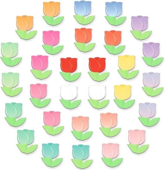 MORCART 30PCS Fridge Magnets, Tulip Magnets Decoration for Refrigerator Locker Whiteboard Decorative Magnetic Board Cabinets Classroom Office Cubicle School Cute Flower