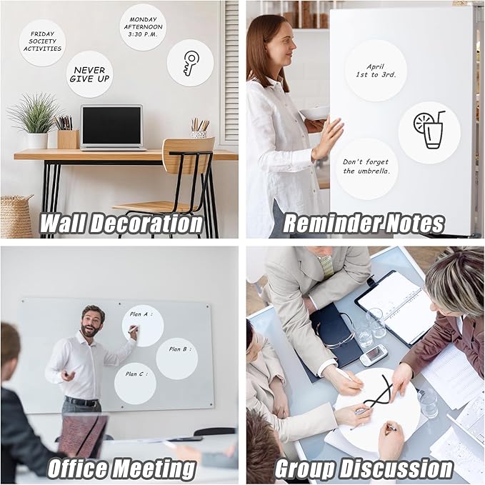 24Pcs White Dry Erase Dots Circles,11" Removable Dry Erase Circles Wall Spots for Classroom,School,Office,Home,Table&Desk