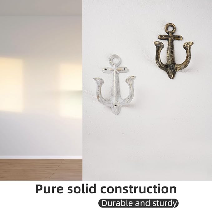 Notakia Decorative Wall Mounted Antique Shabby Chic Metal Home Bathroom Towel Coat Hooks Hanger, Vintage Rustic Cast Iron Wall Hooks (Large Nautical Towel Hooks 4Pcs)