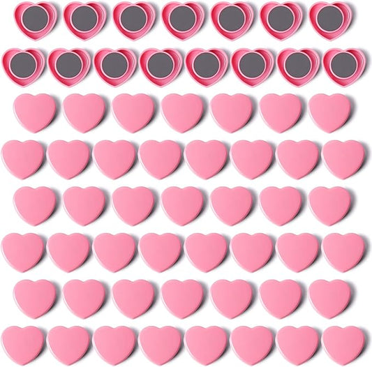 60PCS Fridge Magnets - Mini Heart Refrigerator Magnets - Heavy Duty Strong Magnets for Whiteboard, Map & Locker, Cute Pink Small Decorative Magnet for Classroom, Kitchen, Office, Home, Cabinet