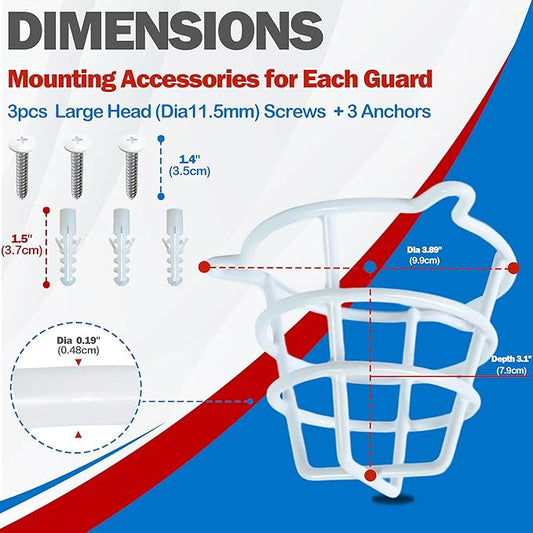 (2 Pack) White Fire Sprinkler Head Protector Cage Guard Cover for Both 1/2" & 3/4" Sprinkler Head for Protecting Flush Mount & Side Wall & Semi - Recessed Fire Sprinkler Covers for Ceiling