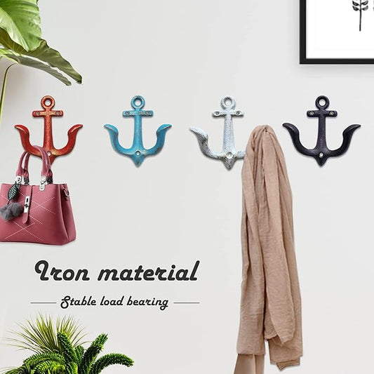 Notakia Vintage Rustic Cast Iron Nautical Anchor Design Wall Hooks Coat Hooks Rack, Decorative Wall Mounted Antique Shabby Chic Metal Towel Coat Hooks Hanger,Screws Included (4 PCS)