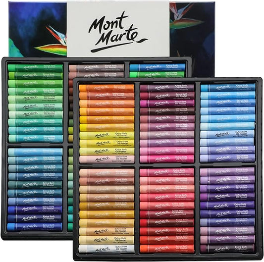Mont Marte Extra Soft Oil Pastels Vibrant Hues Premium 120pc, Assorted Bright Colors, Vibrant, Buttery, Versatile Art Pastels for Blending, Layering & Shading, Art, Craft, Coloring and Sketching
