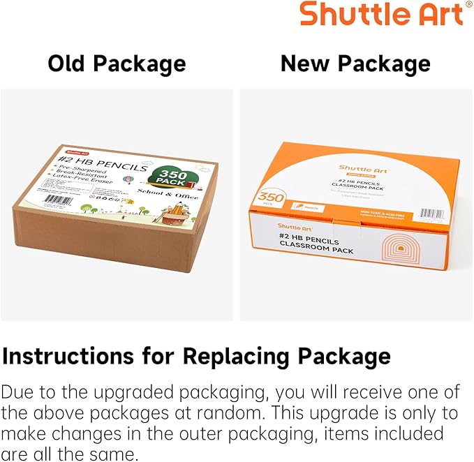 Shuttle Art Wood-Cased #2 HB Pencils, 350 Pack Sharpened Yellow Pencils with Erasers, Bulk Pack Graphite Pencils for School and Teacher Supplies, Writing, Drawing and Sketching