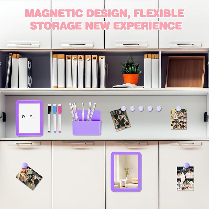 abcGoodefg 25 PCS Purple School Locker Accessories Kit for Girls with Locker Shelf Include Magnetic Mirror and Whiteboard Pen Holder Marker Rug Magnets Fur Pencil Bag and Secret Notebook