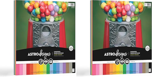 Astrodesigns/Creative Collection Starter Kit Cardstock, 12" x 12", 65 lb/176 gsm 18-Color Assortment, 72 Sheets (46408-03) (Pack of 2)