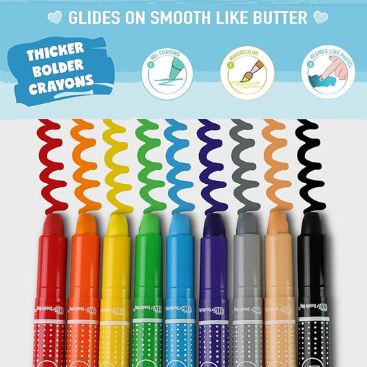 DOODLE HOG Washable Crayons 36 Colors, Kids and Toddler Crayons, Watercolor, Non Toxic, 3 in 1, for Kids Ages 4-8