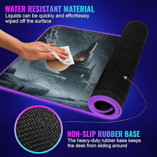 Gaming Mouse Pad - Desk Mat Gaming Mouse Pad , Medium Extra Large Extended Big Long Huge XL XXL and XXXL RGB LED Light Mousepad For a Computer , PC Mats Mousepads Frostblade Warrior
