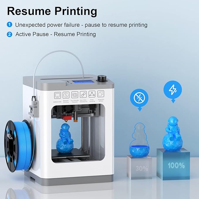 3D Printers Tina2 Basic, Fully Assembled and Auto Leveling 3D Printer for Beginners and Kids, Removable Magnetic Platform, High Precision Printing FDM Mini 3D Printer for Home and School