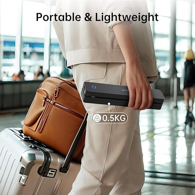 iDPRT Portable Thermal Printer, 300DPI Inkless-Bluetooth Small Mobile Printers Wireless for Travel, Office, Vehicles, Home Use, Supports 8.5" x 11" US Letter, A4 A5, Compatible with iOS, Android, PC