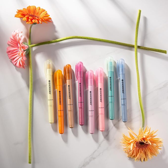 DIVERSEBEE Bible Highlighters and Pens No Bleed, 8 Pack Assorted Colors Gel Highlighters Set, Cute Bible Markers Study Journaling School Supplies and Accessories (Vintage)
