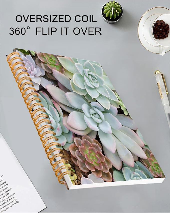 iampanda Spiral Journal Notebook,Strong Twin-Wire Binding with Premium Paper for Girl Women,Natural Plants 60 Sheets A5 College Ruled Notebook/Journal,Perfect for School Office Home Gifts,Cute