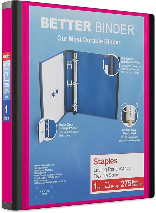 STAPLES 13568 Binders, Pink