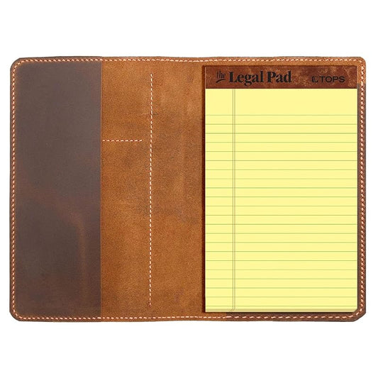 Personalized Genuine Leather Notebook Notepad Cover for TOPS The Legal Pad Writing Pads Docket 5" x 8" Cover, retro real leather portfolio folder cover organizer