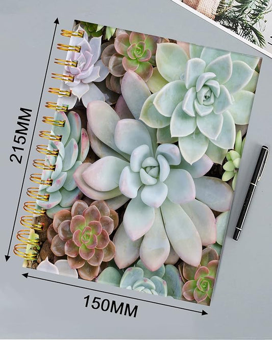 iampanda Spiral Journal Notebook,Strong Twin-Wire Binding with Premium Paper for Girl Women,Natural Plants 60 Sheets A5 College Ruled Notebook/Journal,Perfect for School Office Home Gifts,Cute