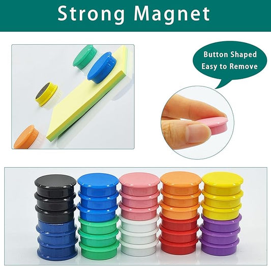 ZDZBLX Fridge Magnets, Heavy Duty Strong Refrigerator Magnets for Whiteboard Locker, 100 Pack Decorative Round Magnets in 10 Colors, Cute Colored Magnet for Fridge, Office, Kitchen, Classroom, Home