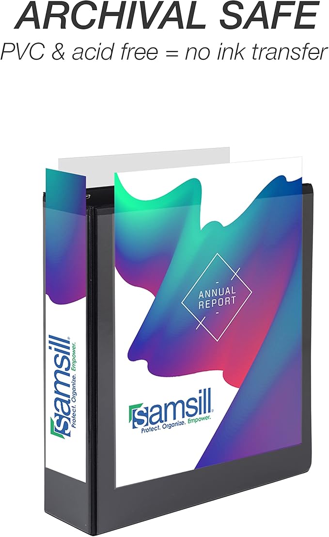Samsill Durable 2 inch 3 Ring Binder, Made in USA, D Ring Binder, FSC 100% Recycled Chipboard, Black, 12 Pack