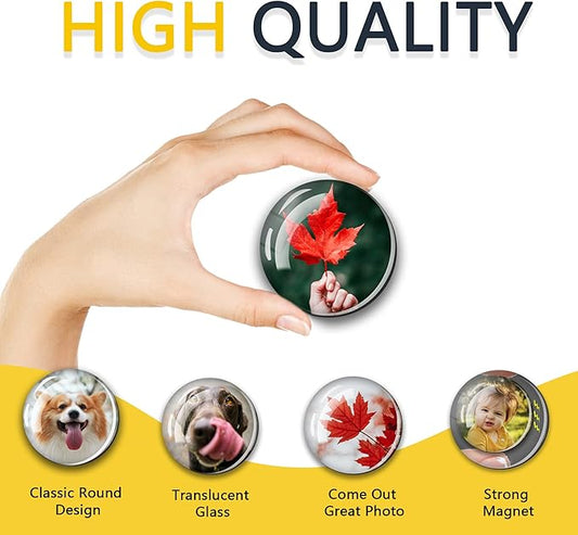 6PCS 50MM Picture Magnets Photo Custom Fridge Magnet Personalized Refrigerator Magnets for Whiteboard Decorative Funny Magnets for Kitchen Office Round Refrigerator Magnets