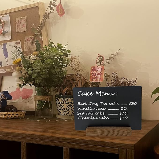 NEWNEWSHOW 3Pack 5.1x7.9 in Blackboard Sign Double Sided with Wood Base Message Chalkboard Erasable Message Board Sign with Wood Base for Shop Wedding Kitchen Home Party Decoration