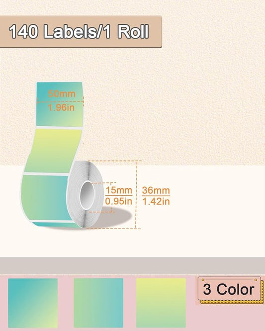 2 inch Square Thermal Labels for T50M/M106/M110/M220/M260 Label Maker, Thermal Printer Labels for Barcode, Shipping, Customized, Direct Thermal Stickers 140 PCS/1 Roll, Gradient Green