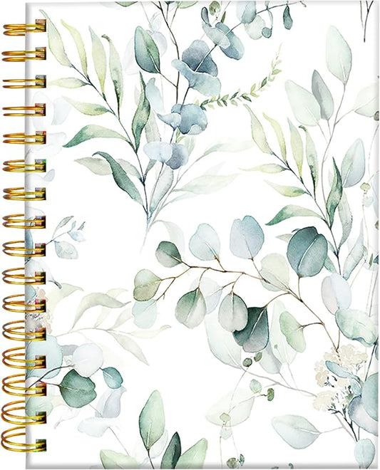 iampanda Spiral Journal Notebook,Watercolor Floral Strong TwinWire Binding with Premium Paper for Girl Women,60 Sheets A5 College Ruled NotebookJournal,Perfect for School Office Home Gifts,Green