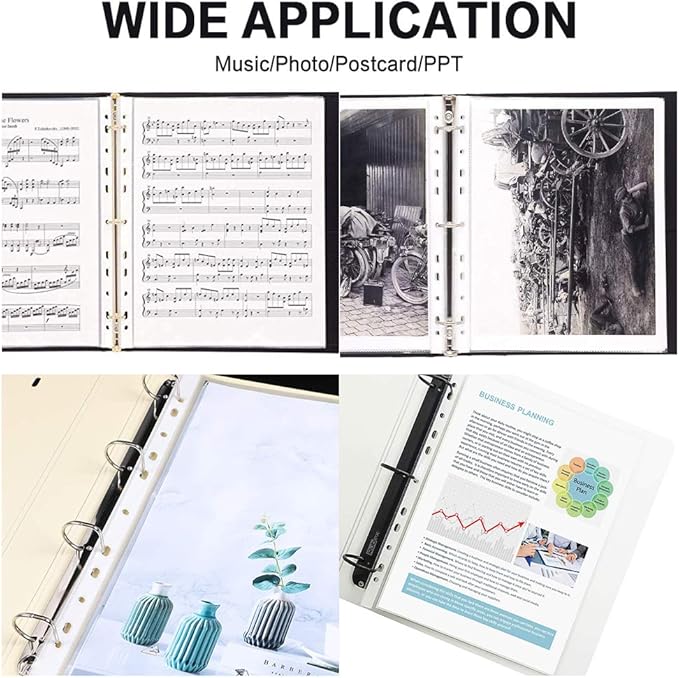Sheet Protectors, HERKKA 200 Pack Upgrade Clear Plastic Page Protectors Sheet Reinforced 11-Hole Fit for 3 Ring Binder Fits Standard 8.5 x 11 Paper, 9.25 x 11.25 Top Loaded, Acid Free
