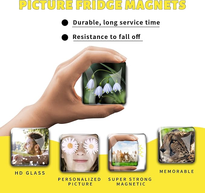 6PCS 50MM Square Picture Magnets Photo Custom Fridge Magnet Personalized Refrigerator Magnets for Whiteboard Decorative Funny Magnets for Kitchen Office