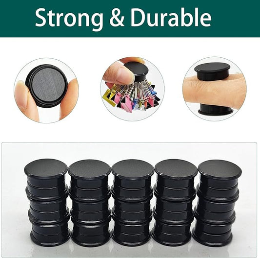 ZDZBLX Fridge Magnets, 30pcs Strong Refrigerator Magnets, Heavy Duty Small Magnets for Whiteboard, Office, Classroom, Lockers, Maps, DIY Crafts - Cute Mini Round Magnet for Fridge, Kitchen (Black)