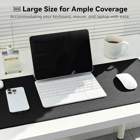 Large Gaming Mouse Pad with Durable Stitched Edges, Non-Slip Rubber Base, Big Computer Keyboard Mouse Mat Desk Pad for Home Office Gaming Work, 11.81"x35.43"x0.12", Black
