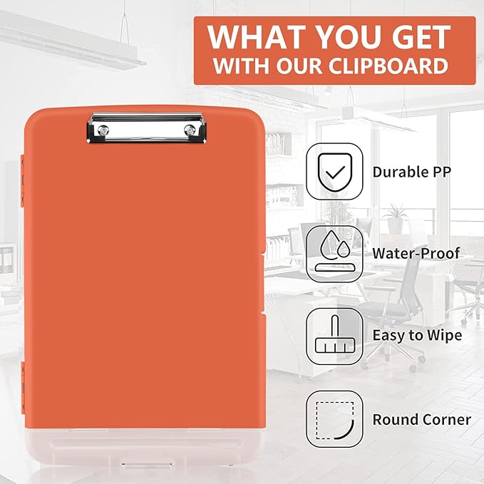Clipboard with Storage, A4 Binder Nursing Clipboards with Pen Holder, Heavy Duty Storage Clipboards with Low Profile Clip, Clipboard Folder Side-Opening, Smooth Writing Clip Board (Red Brown)