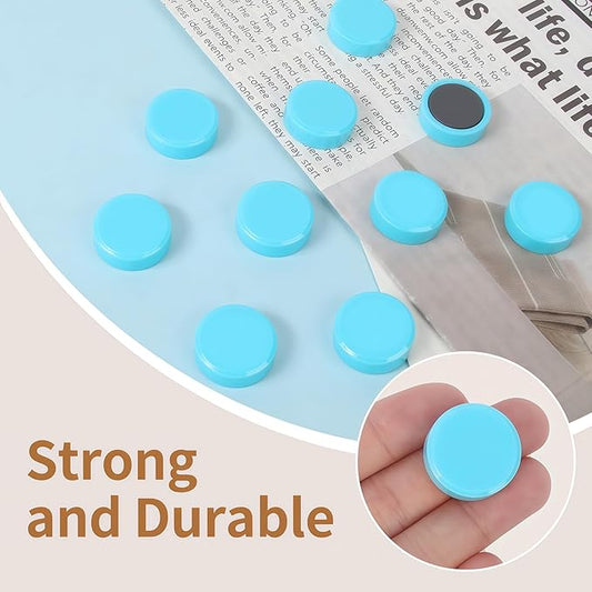 Fridge Magnets, 30Pcs Strong Small Magnets, Decorative Heavy Duty Refrigerator Magnets, Round Mini Cute Magnet for Whiteboard, Fridge, Locker, Classroom, Kitchen, Office, Pastel Blue