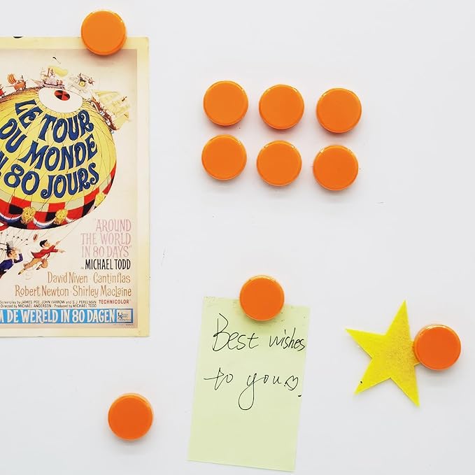 ZDZBLX 30 Pack Strong Fridge Magnets, Heavy Duty Round Refrigerator Magnets, Small Whiteboard Magnets for Fridge, Locker, Crafts, Kitchen, Office, Classroom, Mini Cute Magnet for Home School (Orange)