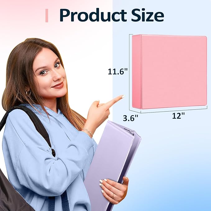 Sooez BinderX Extra Durable 3 Inch 3 Ring Binder, D-Ring Large Binder, Holds 670 Sheets of 8.5x11 Paper, Customizable View Cover with Inside Pocket, Heavy Duty 3 Ring Binder for School, White