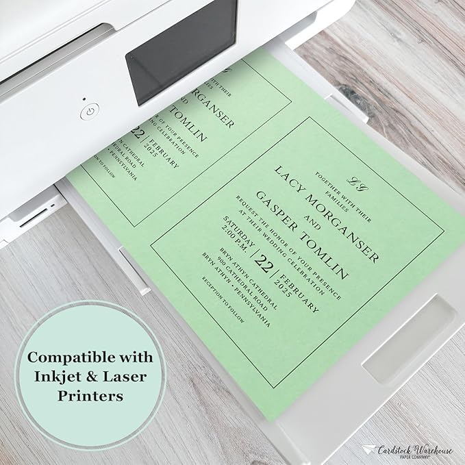 Cardstock Warehouse Pop-Tone Spearmint Green Cardstock Paper – 50 Sheets, 8.5 x 11" - 65 lb / 175 GSM Premium Green Card Stock for Die-cutting, Crafts, Printing, Card Making and DIY Projects