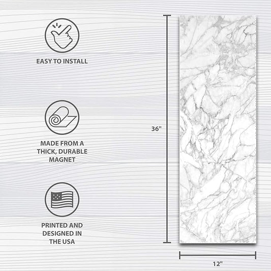 APPLIANCE ART Deluxe School Locker Magnetic Wallpaper | Decorative | One Panel of Magnetic Vinyl for Instant Update | Trimmable | Easy Install | White Marble
