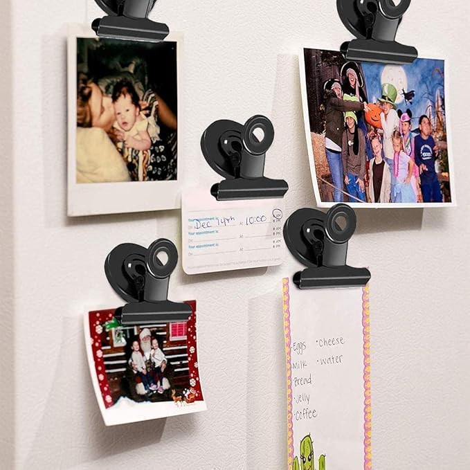 VNDUEEY 500 Pack Black Fridge Magnets Refrigerator Magnets, Magnetic Clips Heavy Duty, Magnetic Paper Clip Holder, Detailed Locker List Display Paper Fasteners on Home, Office, Teaching