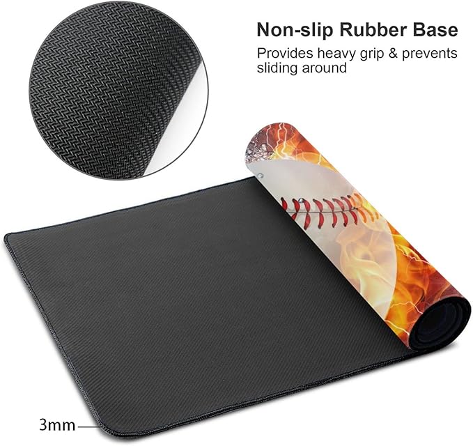 Sports-Themed Extended Large Gaming Mouse Pad with Baseball Pattern for Teens Boys Men, 29.5 x 15.8 inch Extra Large Mousepad Non-Slip Rubber Base Keyboard Desk Mat for Computer Laptop