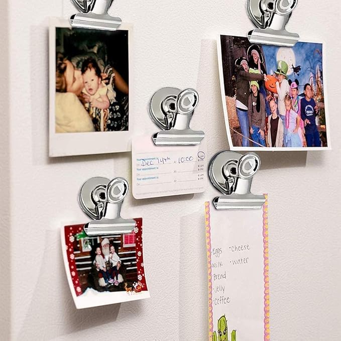 VNDUEEY 50 Pack Magnetic Clips Fridge Magnets Refrigerator Magnet, Magnet Clips for Whiteboard Locker, Magnetic Paper Clip Dispenser Holder Clip with Magnets for Home, School, Office (Silver)