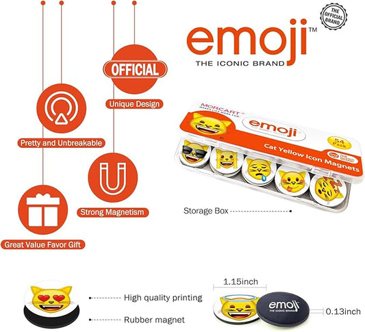 MORCART 54Pcs Emoji Fridge Magnets Cat Refrigerator Magnets for Locker Whiteboard - Cut Magnets for School Home Kitchen Office Gift for Family and Friend EM-023