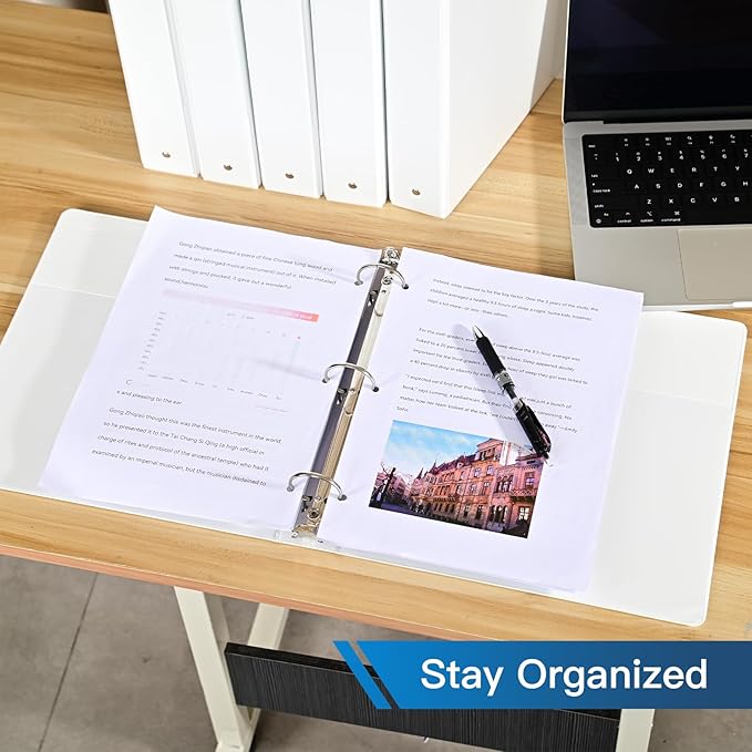 1.5-inch 3 Ring-Binder with 2 Interior Pockets, Premium 1.5''-Binders Holds 325 Sheets US Letter Size 8.5'' x 11'' Paper - Durable, Versatile Binders for Office, Home, and School Use, 6 Pack (White)