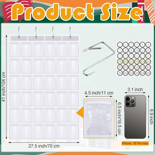 36 Pocket Chart for Cell Phones Calculator Holder Organizer with 36 Number Stickers and 4 Hooks for Calculator Clear Classroom Pocket Chart for Cell Phones (Composition Notebook)