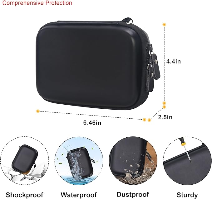 Elonbo Carrying Case for Lebt Mini Sticker Pocket Printer, Portable Thermal Label Printer Travel Bag, Label Maker Machine Storage Holder, Mesh Pocket Fits Label Paper Rolls Tape, Black