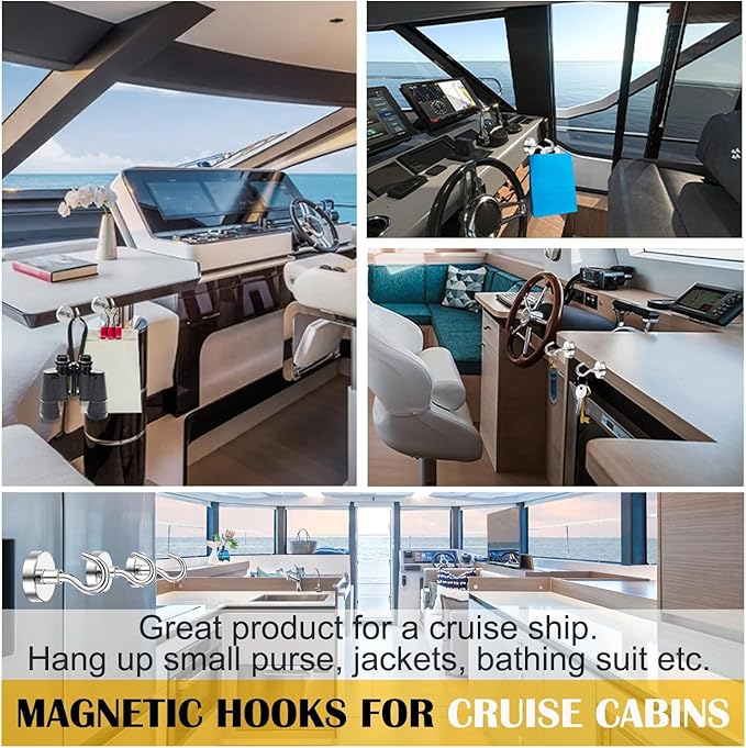 DIYMAG Outdoor Hooks for Hanging String Lights, Magnetic Hooks Strong 118lbs+ Hanging Party Light Wall Cable 2025 Cruise Cabin Ship Essentials Heavy Duty Strong Magnets for Outside Grill 16PCS
