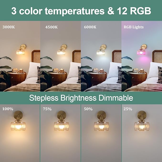 Vintage Battery Operated Wall Sconce with Amber Striped Glass Lampshade 5000 mAh Rechargeable Battery Powered Wall Light with Remote Control for Bedside Bedroom Doorway, Set of 2