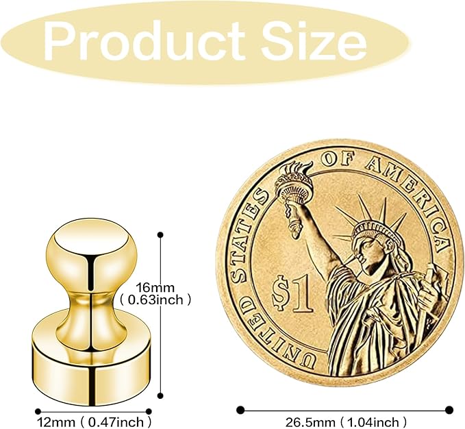LOVIMAG 200Pcs Gold Fridge Magnets, Small and Strong Magnets for Whiteboard, Office, Classroom, Map, Kitchen, Office, Locker Accessories