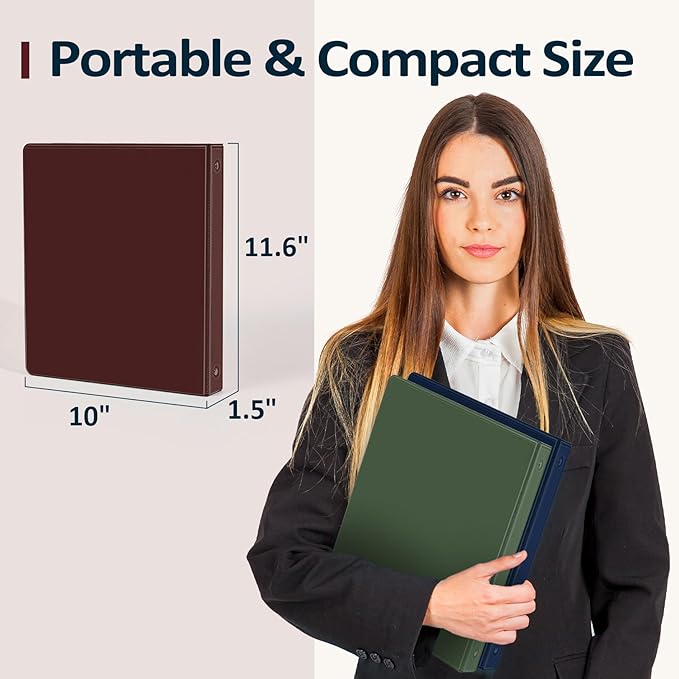 4 Pack Extra Durable 3 Ring Binders 1 Inch, Sooez 1” Three Round Ring Binders, Clear Customizable View Cover for Letter Size 8.5'' x 11'' Papers, Teacher Must Have, School Office & Home Supplies
